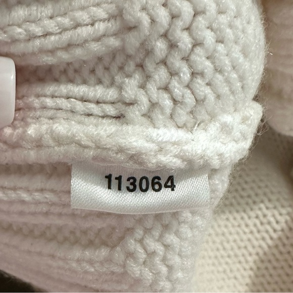 Ann Taylor Loft Knitted White Zip Up w/ Faux Fur hood Sweater Jacket Sz L - Picture 8 of 8